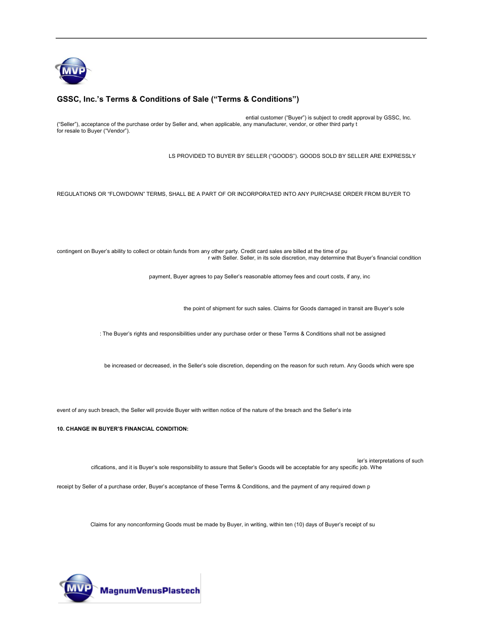 Terms & conditions of sale | Magnum Venus Plastech UltraMAX VLS-4600 Series User Manual | Page 4 / 86