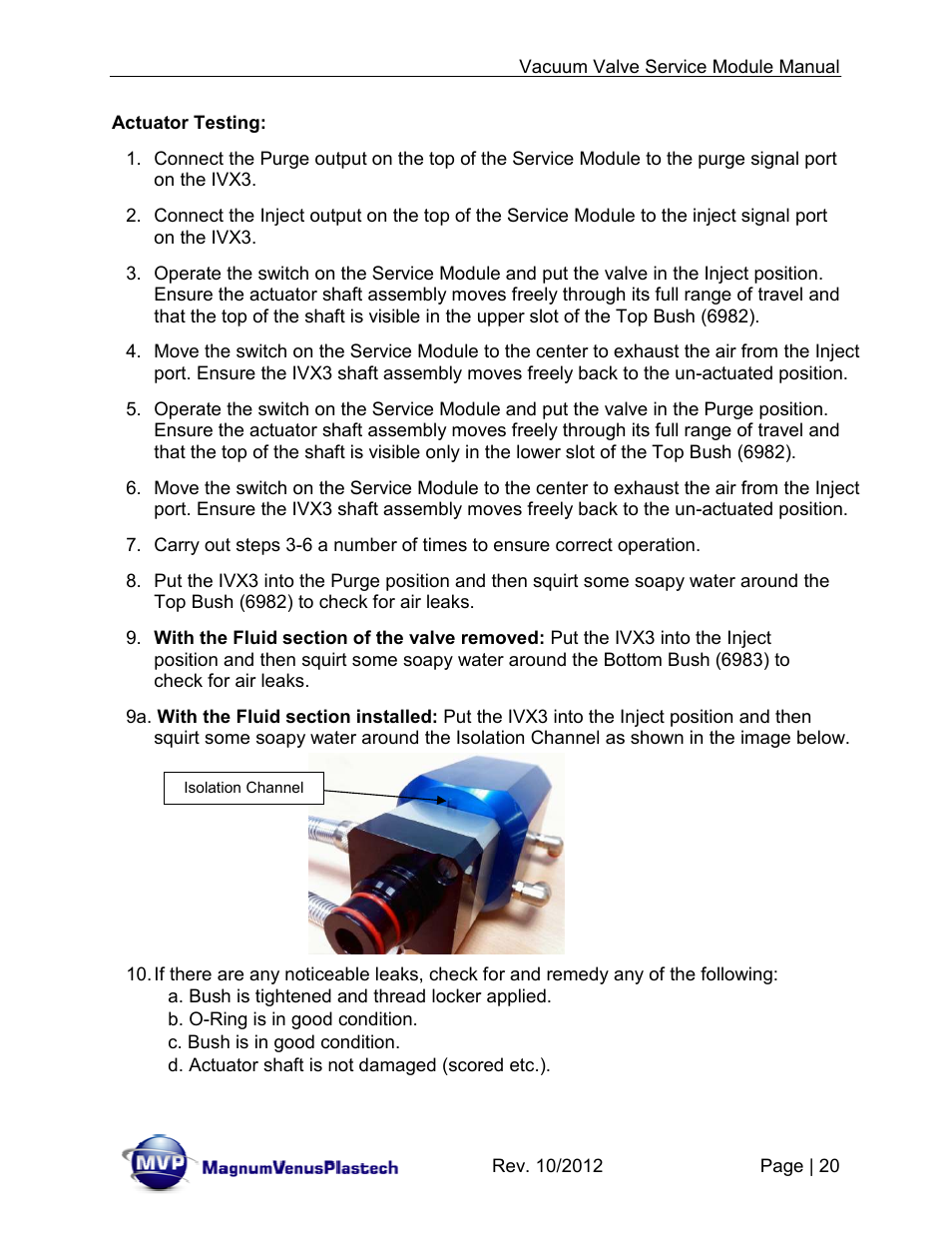 Magnum Venus Plastech Flex Molding Process IVx3 MODULE 8018 User Manual | Page 20 / 32