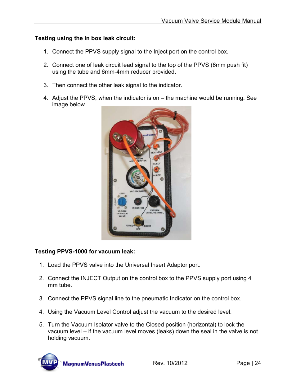 Magnum Venus Plastech Flex Molding Process IVx3 MODULE 8018 User Manual | Page 24 / 32