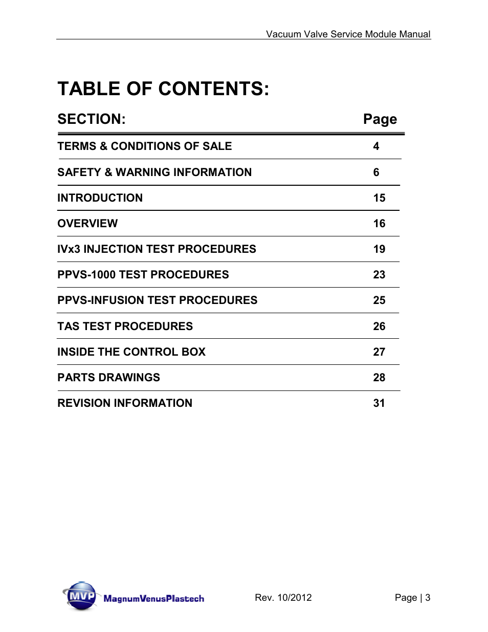 Magnum Venus Plastech Flex Molding Process IVx3 MODULE 8018 User Manual | Page 3 / 32
