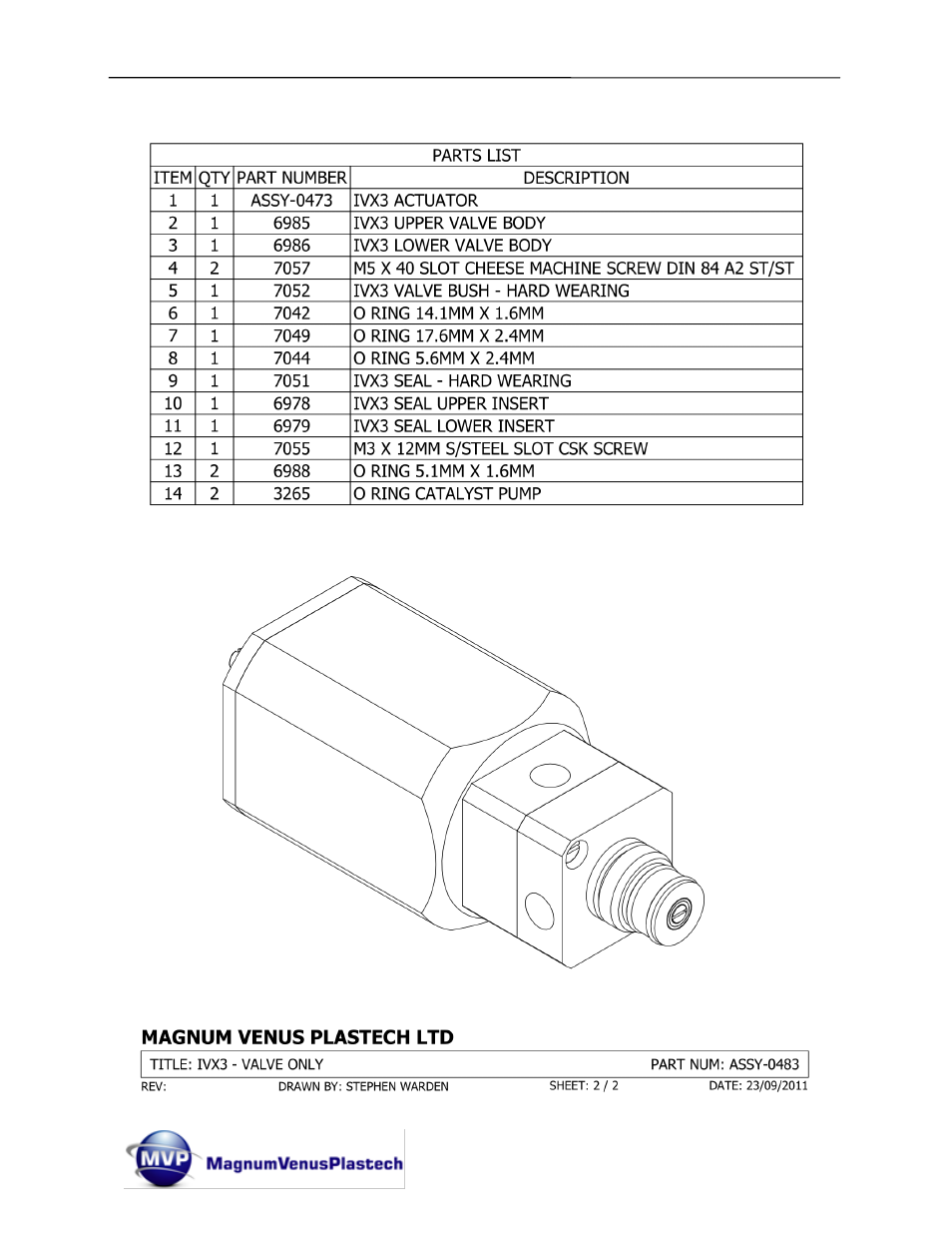 Magnum Venus Plastech Flex Molding Process IVX3 INJECTION VALVE 8010 User Manual | Page 40 / 42