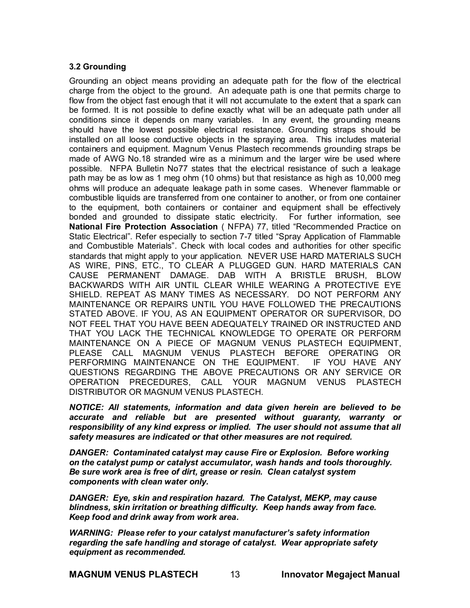 Magnum Venus Plastech INNOVATOR MEGAJECT 5000 (8001) User Manual | Page 13 / 77