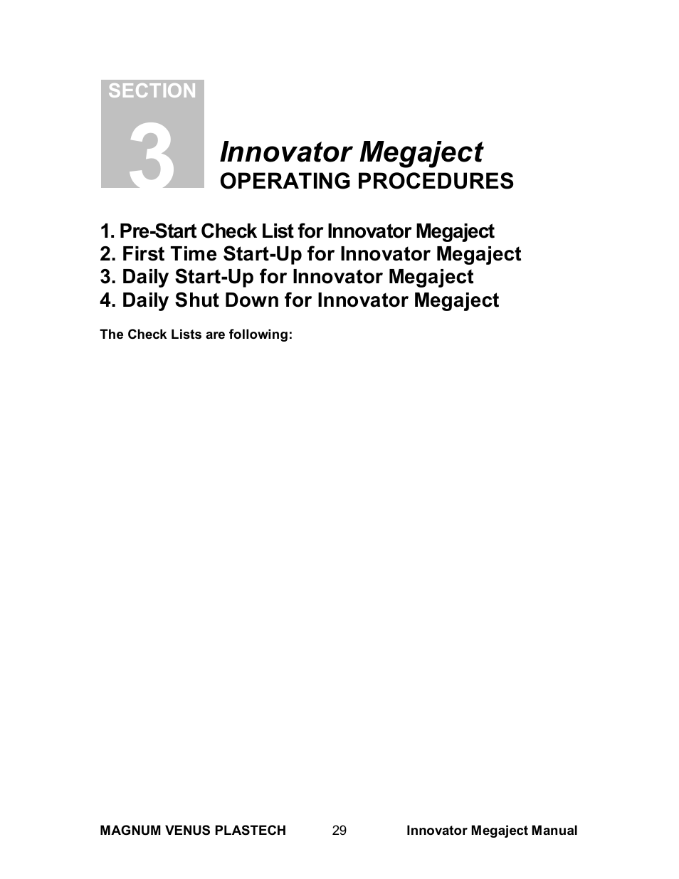 Innovator megaject | Magnum Venus Plastech INNOVATOR MEGAJECT 5000 (8001) User Manual | Page 29 / 77
