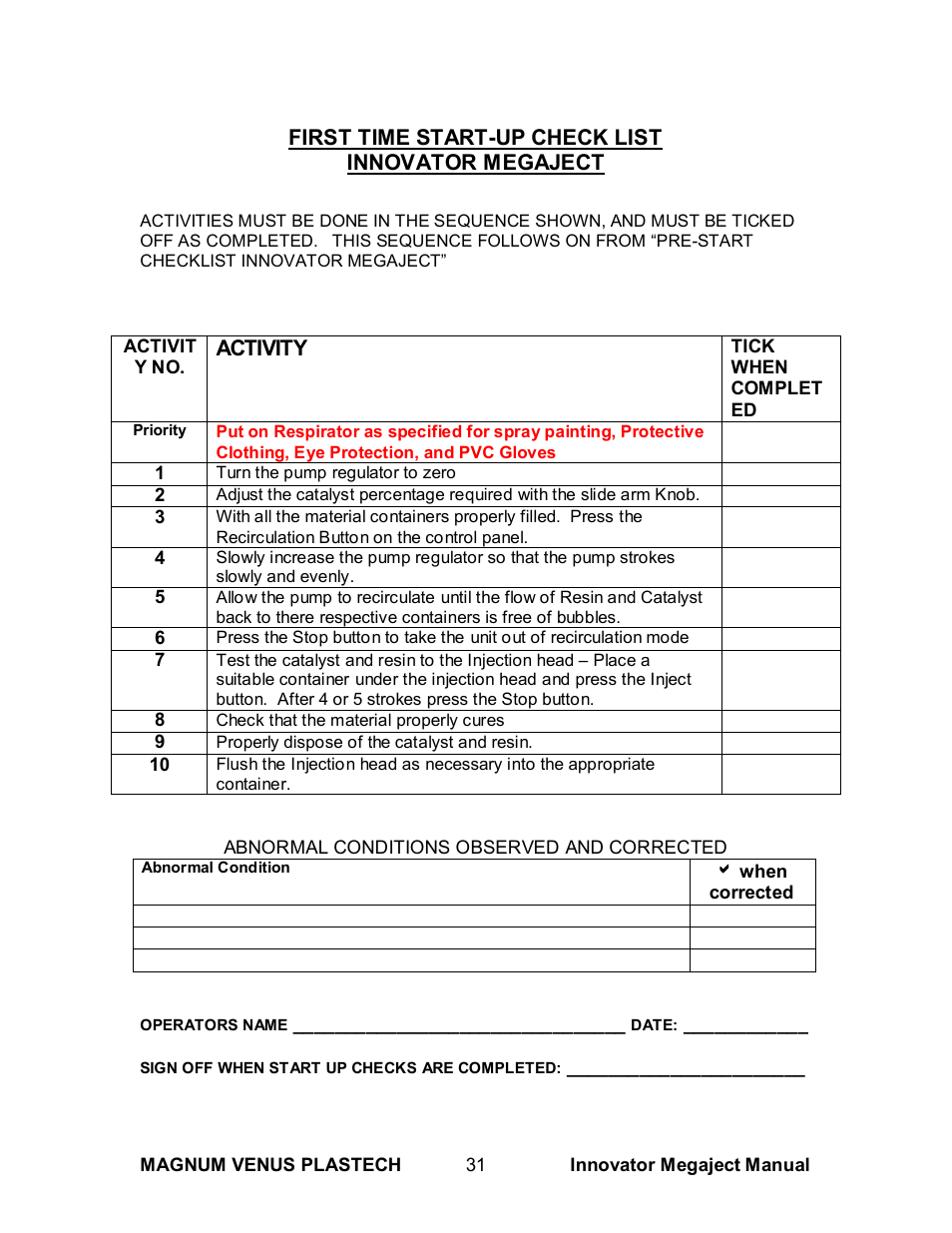 Magnum Venus Plastech INNOVATOR MEGAJECT 5000 (8001) User Manual | Page 31 / 77