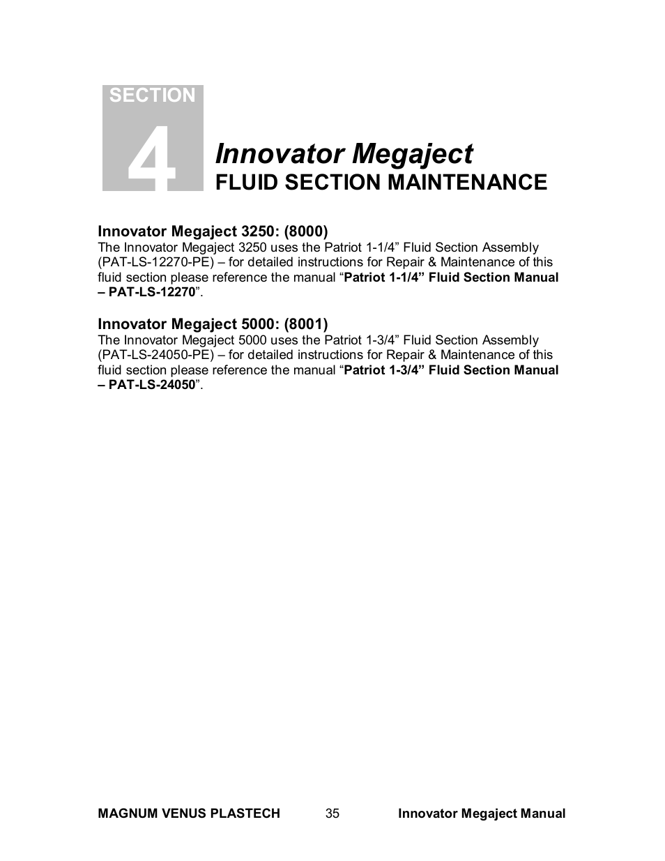Innovator megaject | Magnum Venus Plastech INNOVATOR MEGAJECT 5000 (8001) User Manual | Page 35 / 77