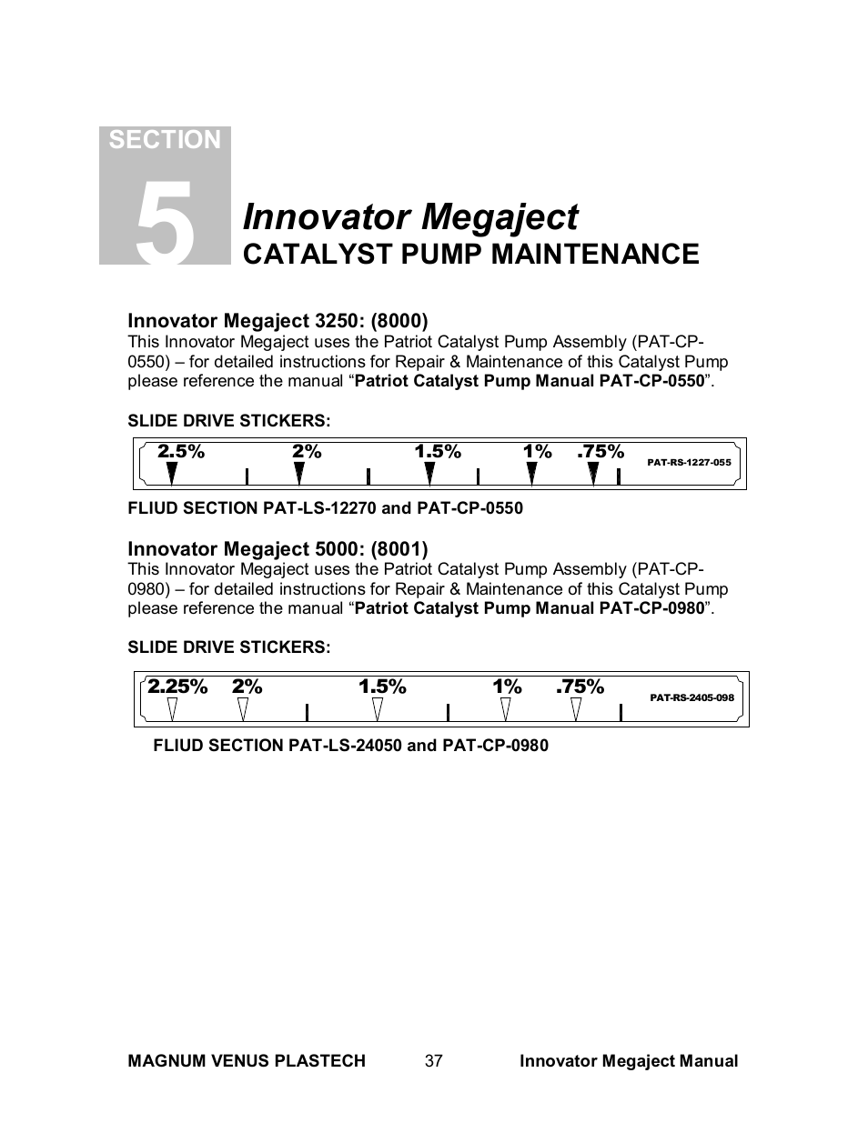 Innovator megaject, Catalyst pump maintenance | Magnum Venus Plastech INNOVATOR MEGAJECT 5000 (8001) User Manual | Page 37 / 77