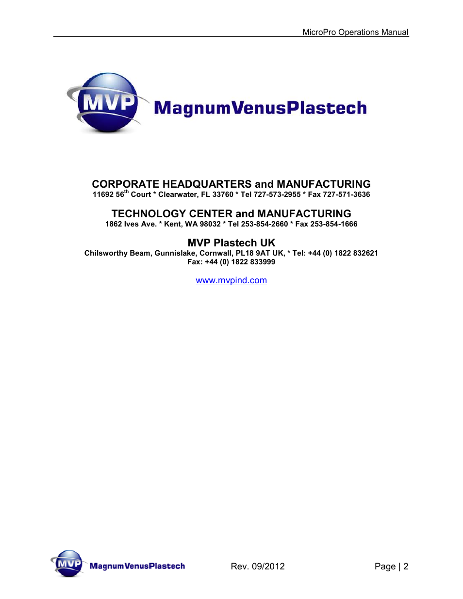 Magnum Venus Plastech MicroPro User Manual | Page 2 / 53