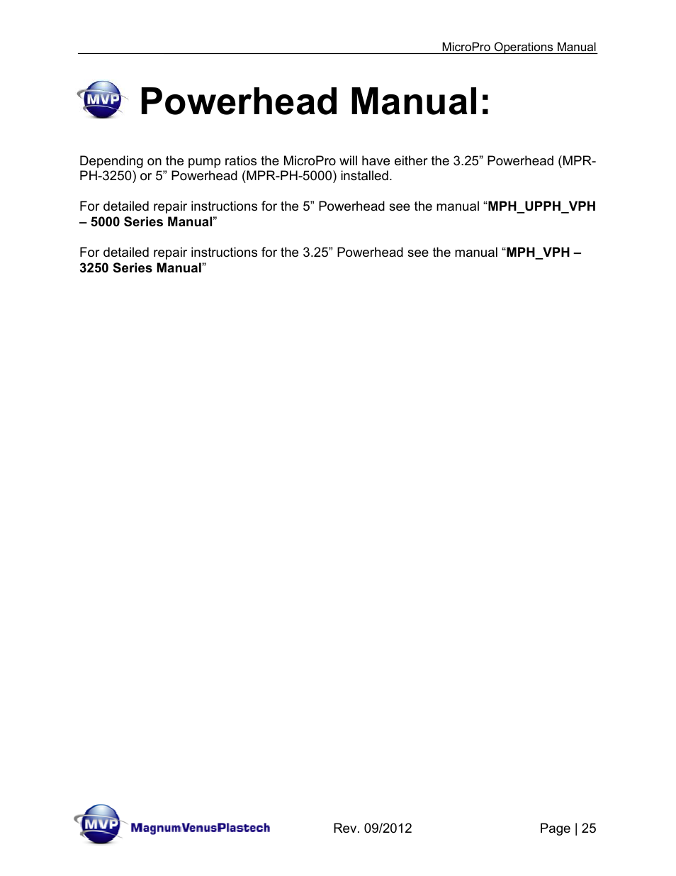 Powerhead manual | Magnum Venus Plastech MicroPro User Manual | Page 25 / 53