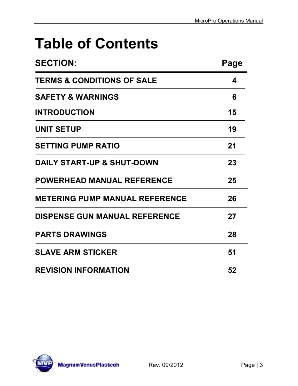 Magnum Venus Plastech MicroPro User Manual | Page 3 / 53