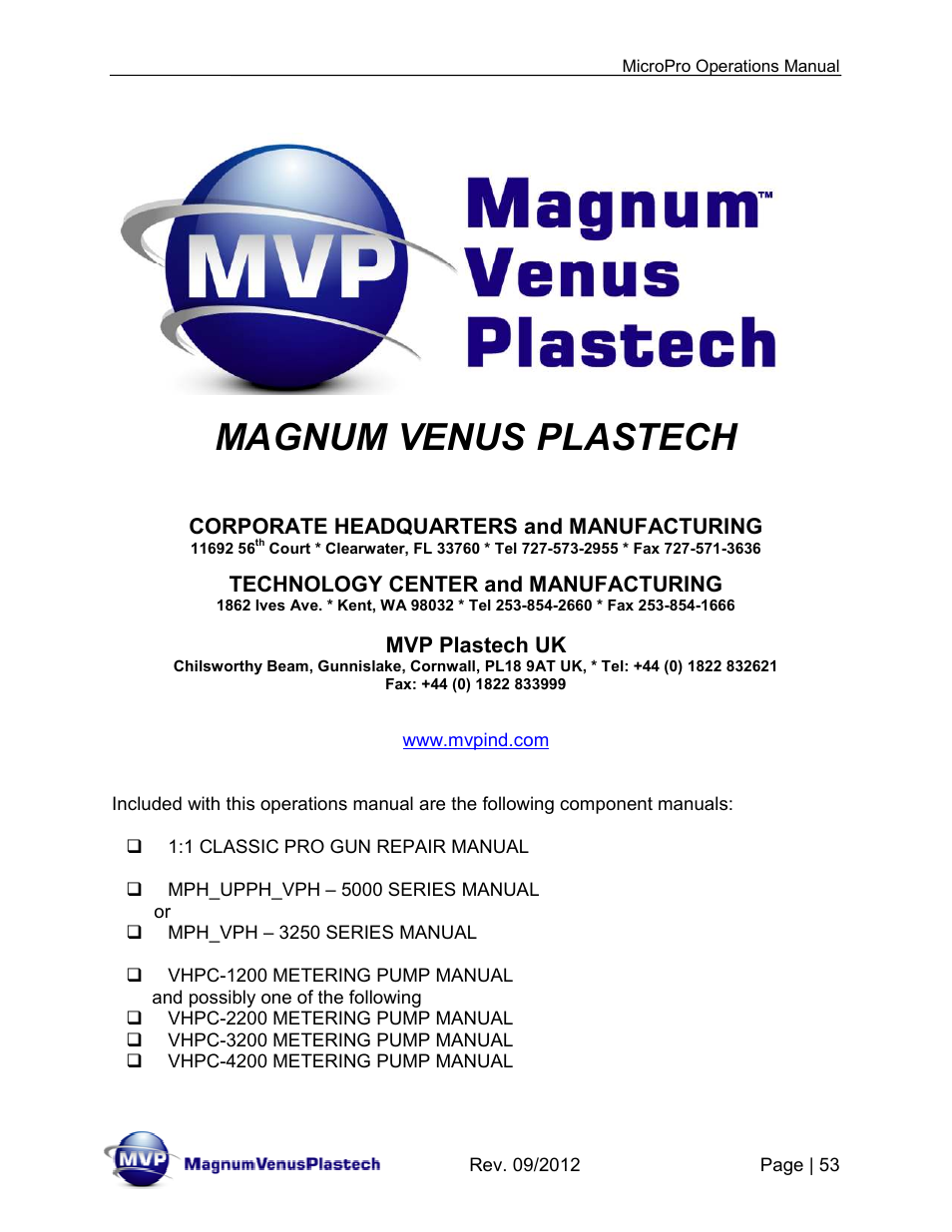 Magnum venus plastech | Magnum Venus Plastech MicroPro User Manual | Page 53 / 53