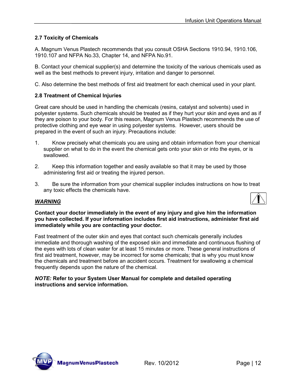 Magnum Venus Plastech Infusion Unit DHV-5100-INT User Manual | Page 12 / 48