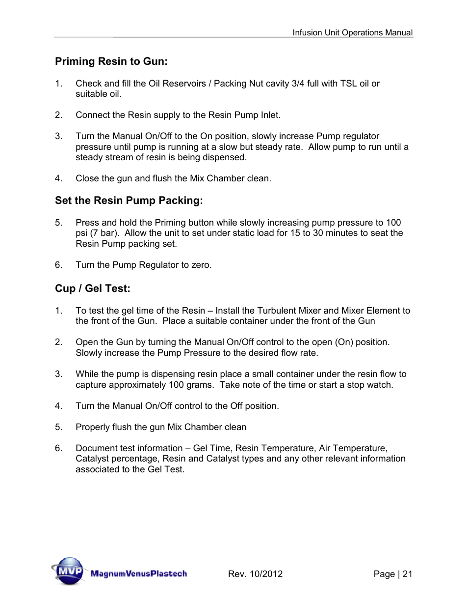 Magnum Venus Plastech Infusion Unit DHV-5100-INT User Manual | Page 21 / 48