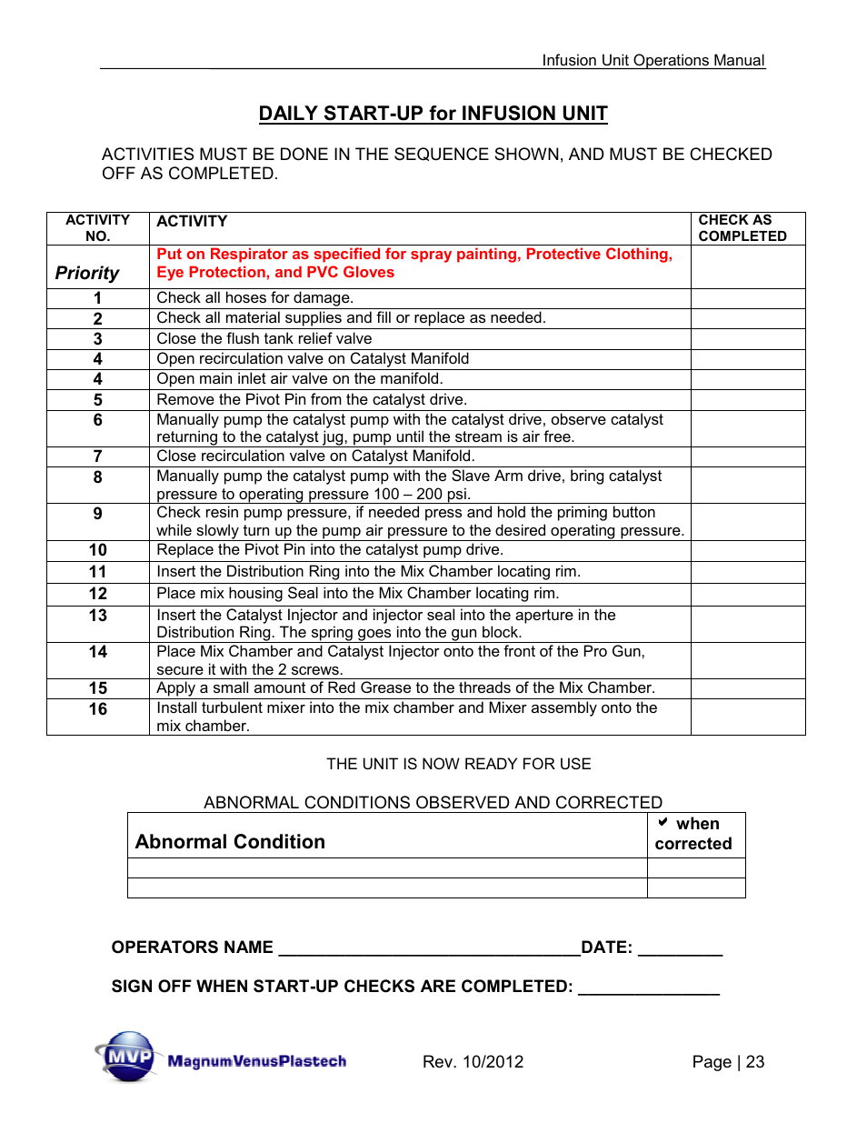 Magnum Venus Plastech Infusion Unit DHV-5100-INT User Manual | Page 23 / 48