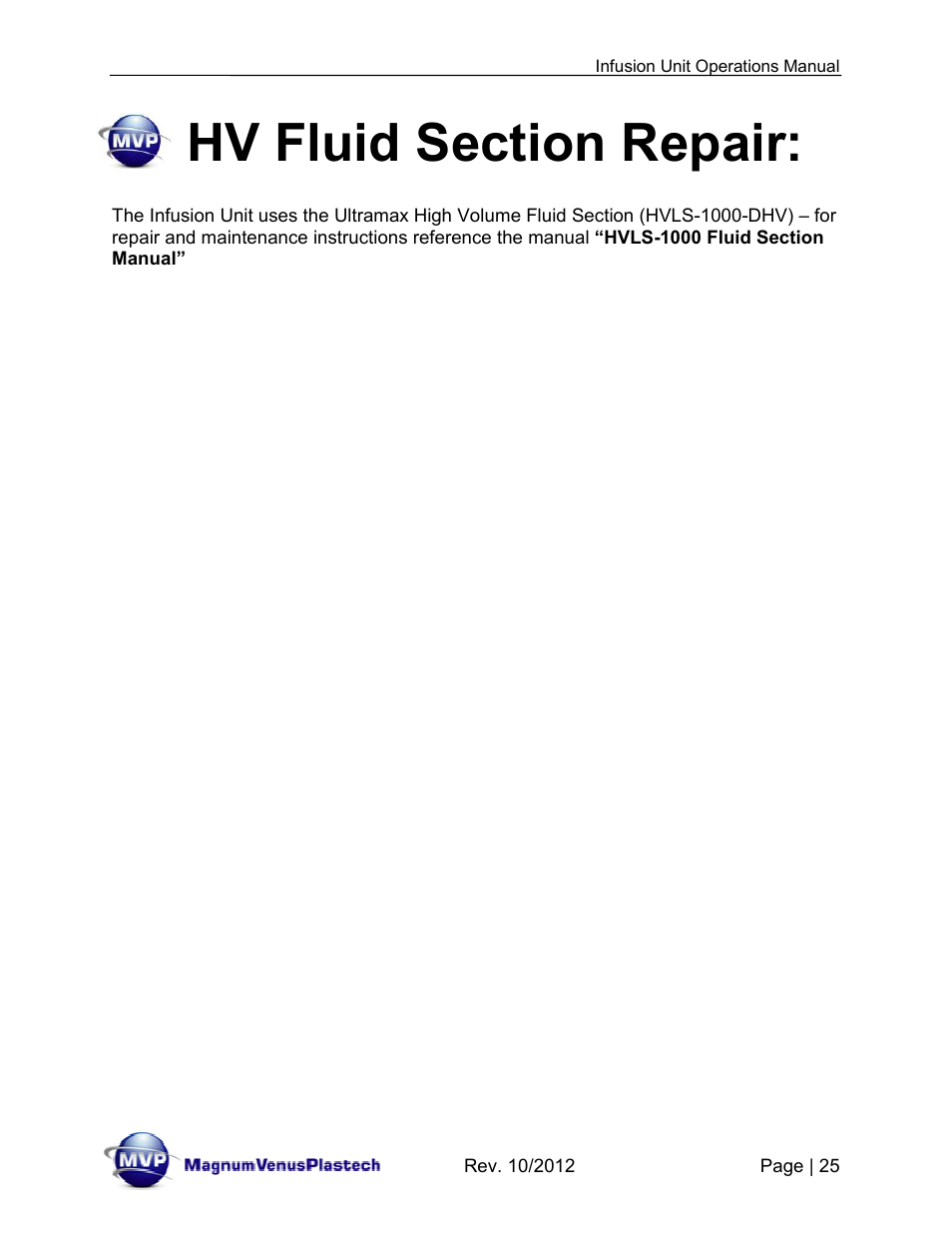 Magnum Venus Plastech Infusion Unit DHV-5100-INT User Manual | Page 25 / 48