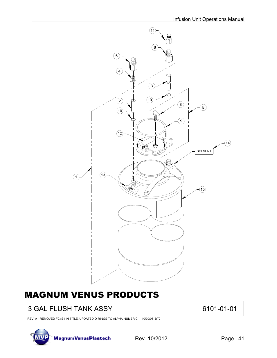 Magnum venus products, 3 gal flush tank assy | Magnum Venus Plastech Infusion Unit DHV-5100-INT User Manual | Page 41 / 48