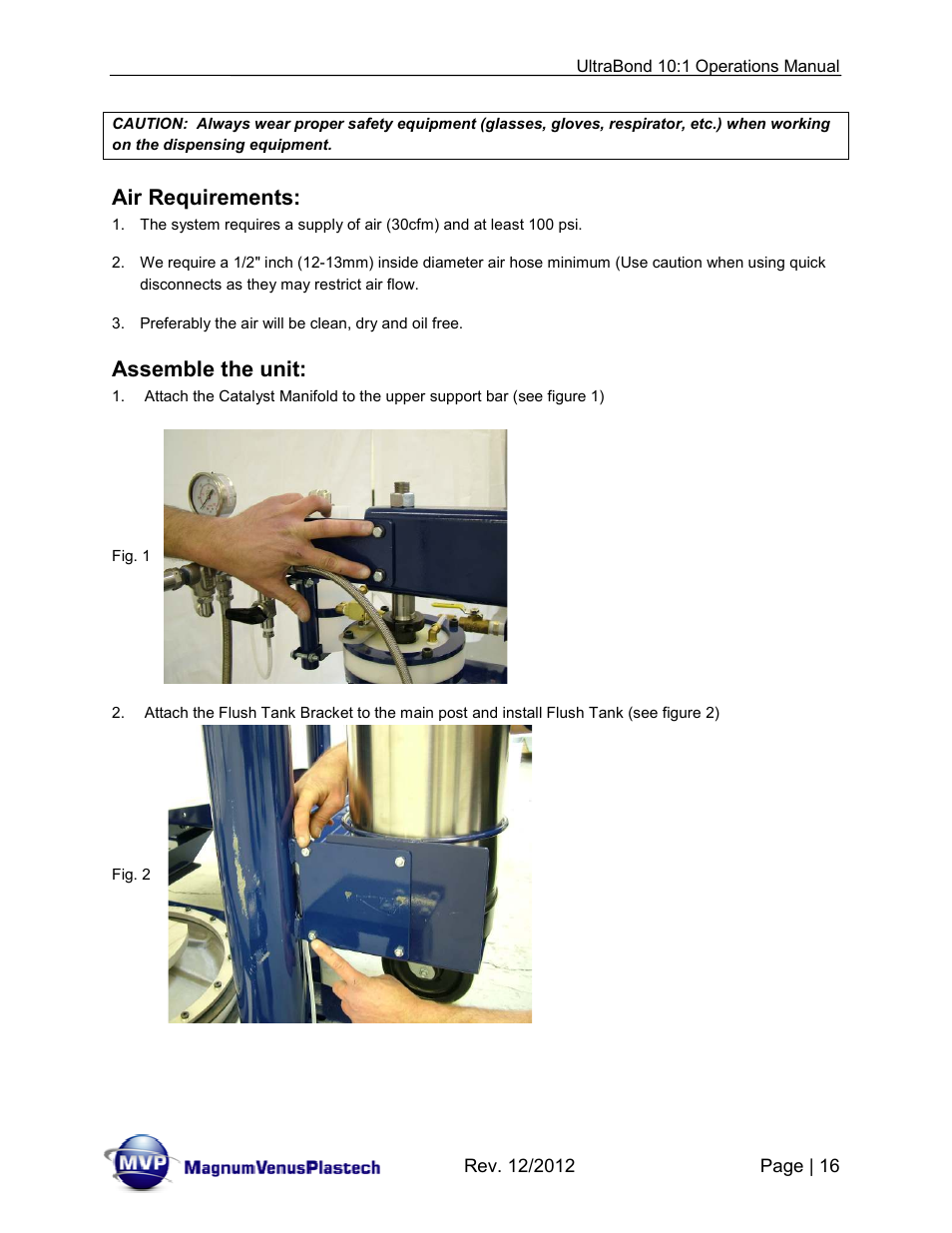 Air requirements, Assemble the unit | Magnum Venus Plastech ULTRABOND 10:1 ADHESIVE UNIT User Manual | Page 16 / 71