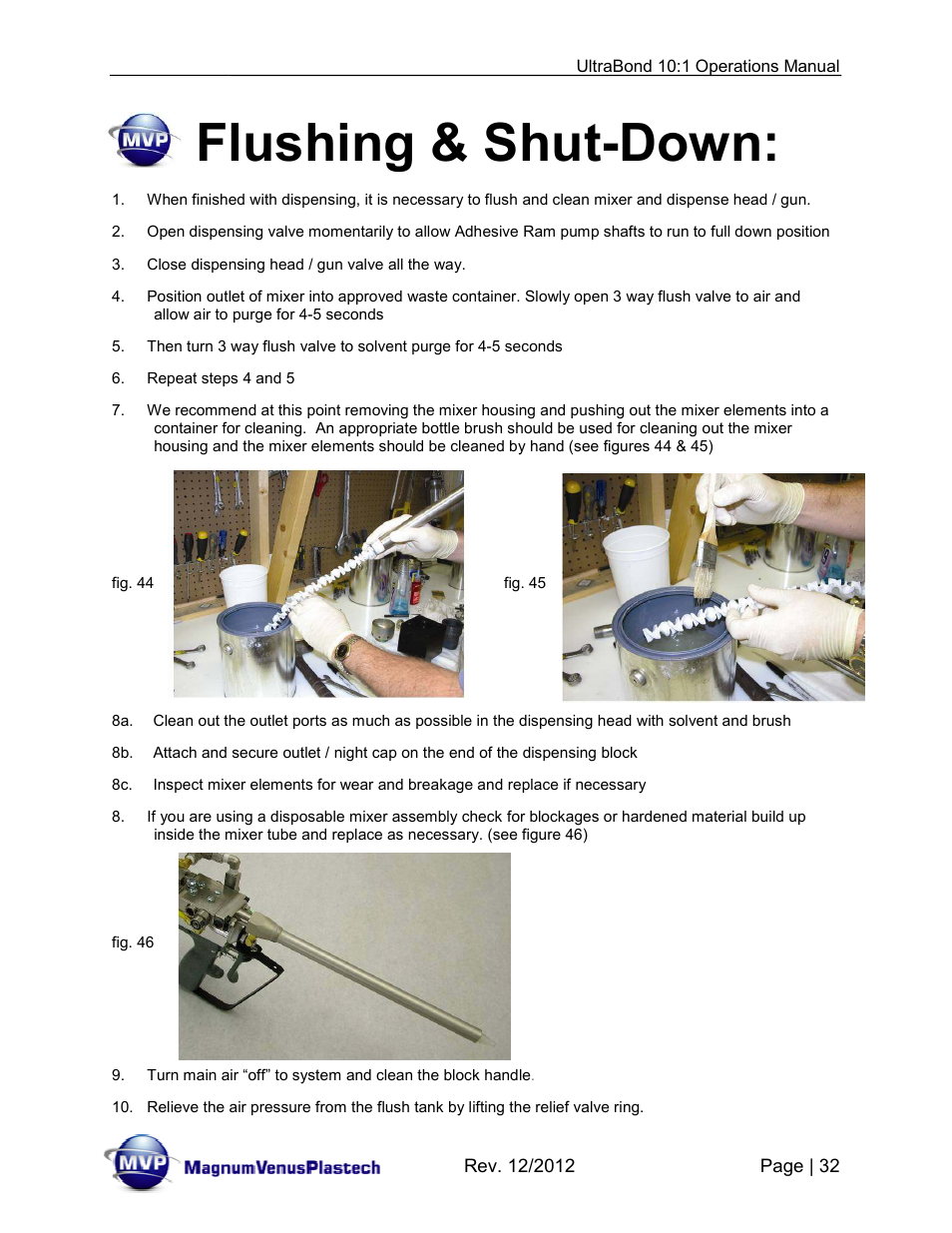 Flushing & shut-down | Magnum Venus Plastech ULTRABOND 10:1 ADHESIVE UNIT User Manual | Page 32 / 71