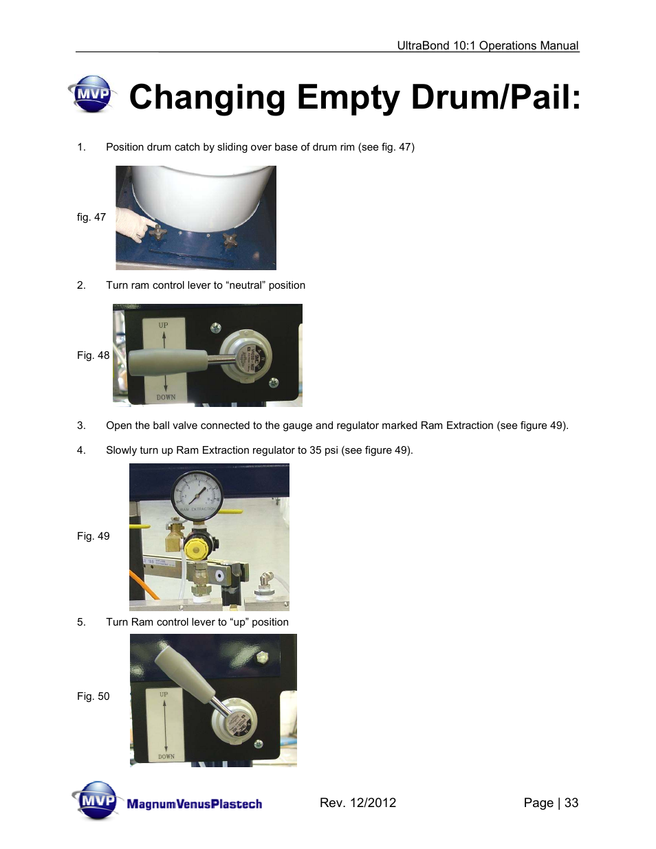 Changing empty drum/pail | Magnum Venus Plastech ULTRABOND 10:1 ADHESIVE UNIT User Manual | Page 33 / 71
