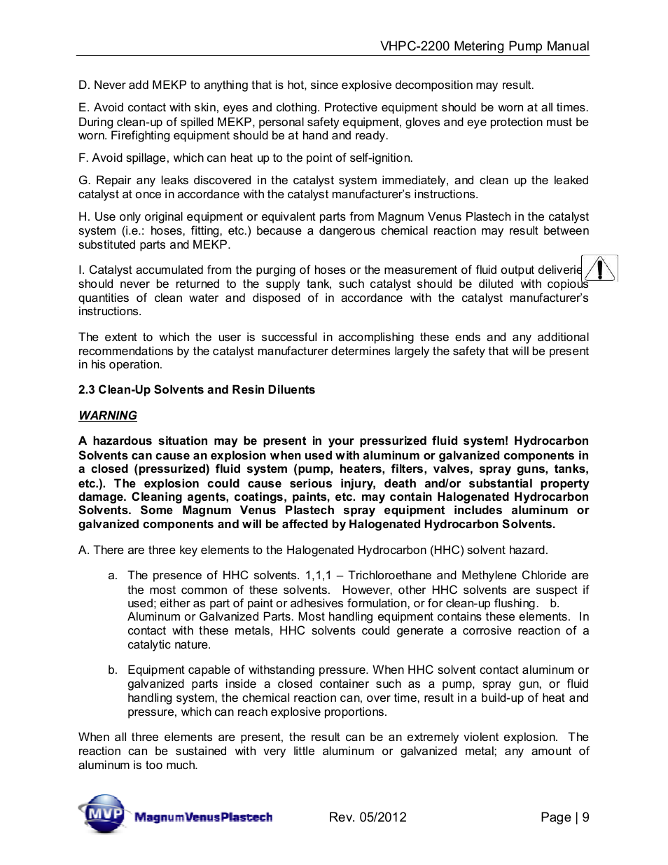 Magnum Venus Plastech VHPC-2200 Series User Manual | Page 9 / 34
