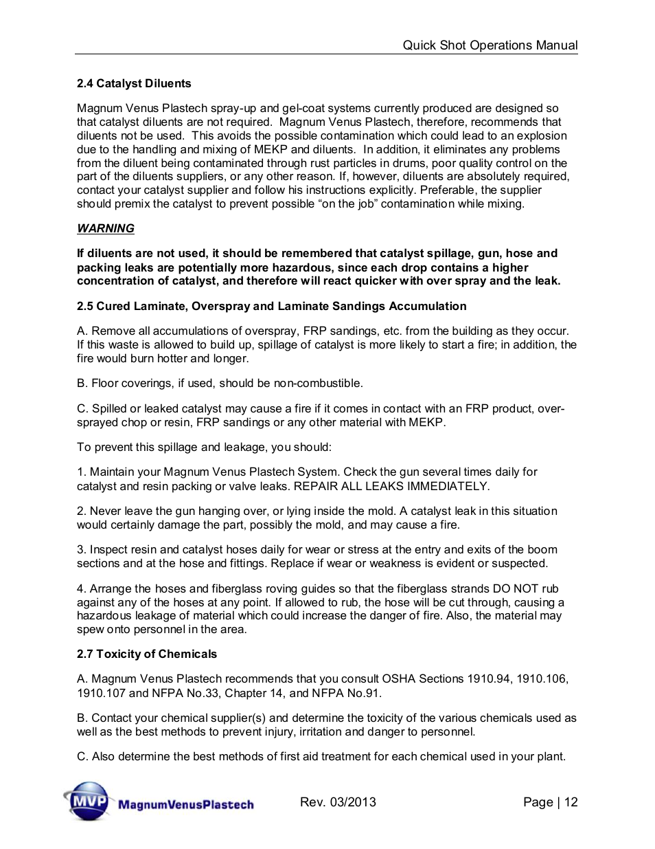 Magnum Venus Plastech Quick Shot User Manual | Page 12 / 42
