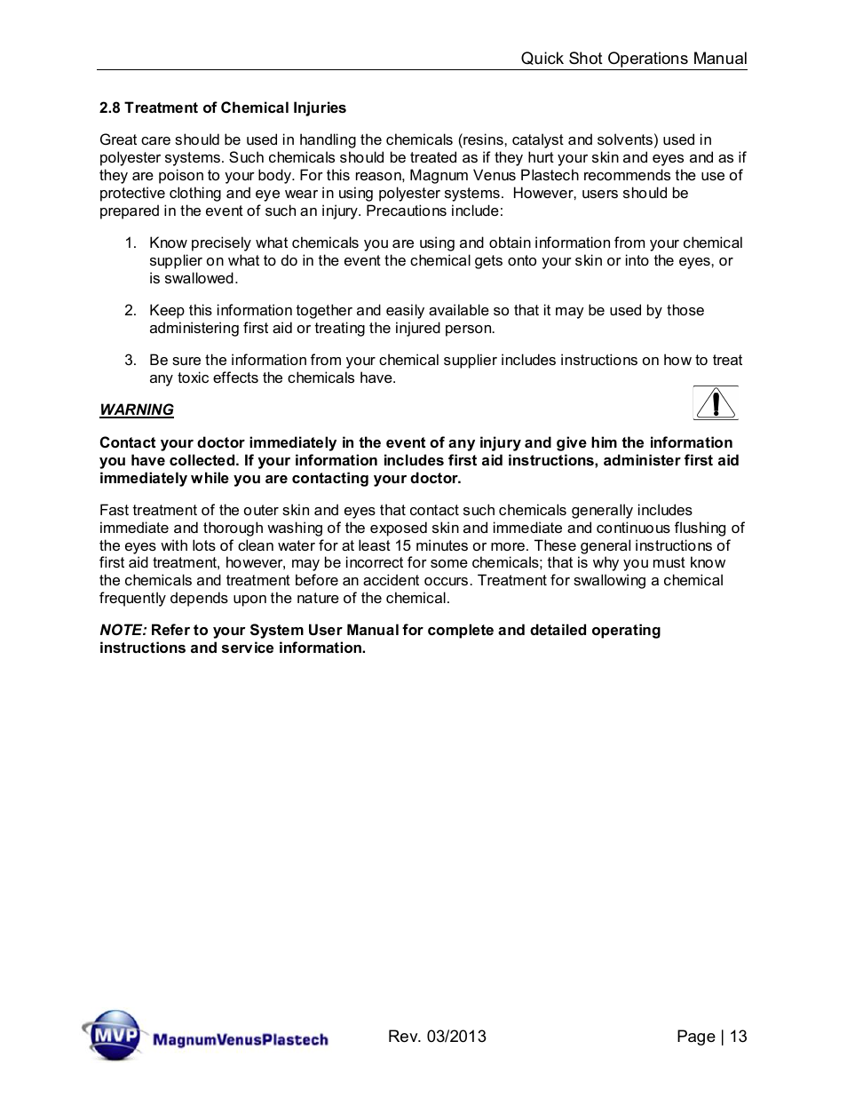 Magnum Venus Plastech Quick Shot User Manual | Page 13 / 42