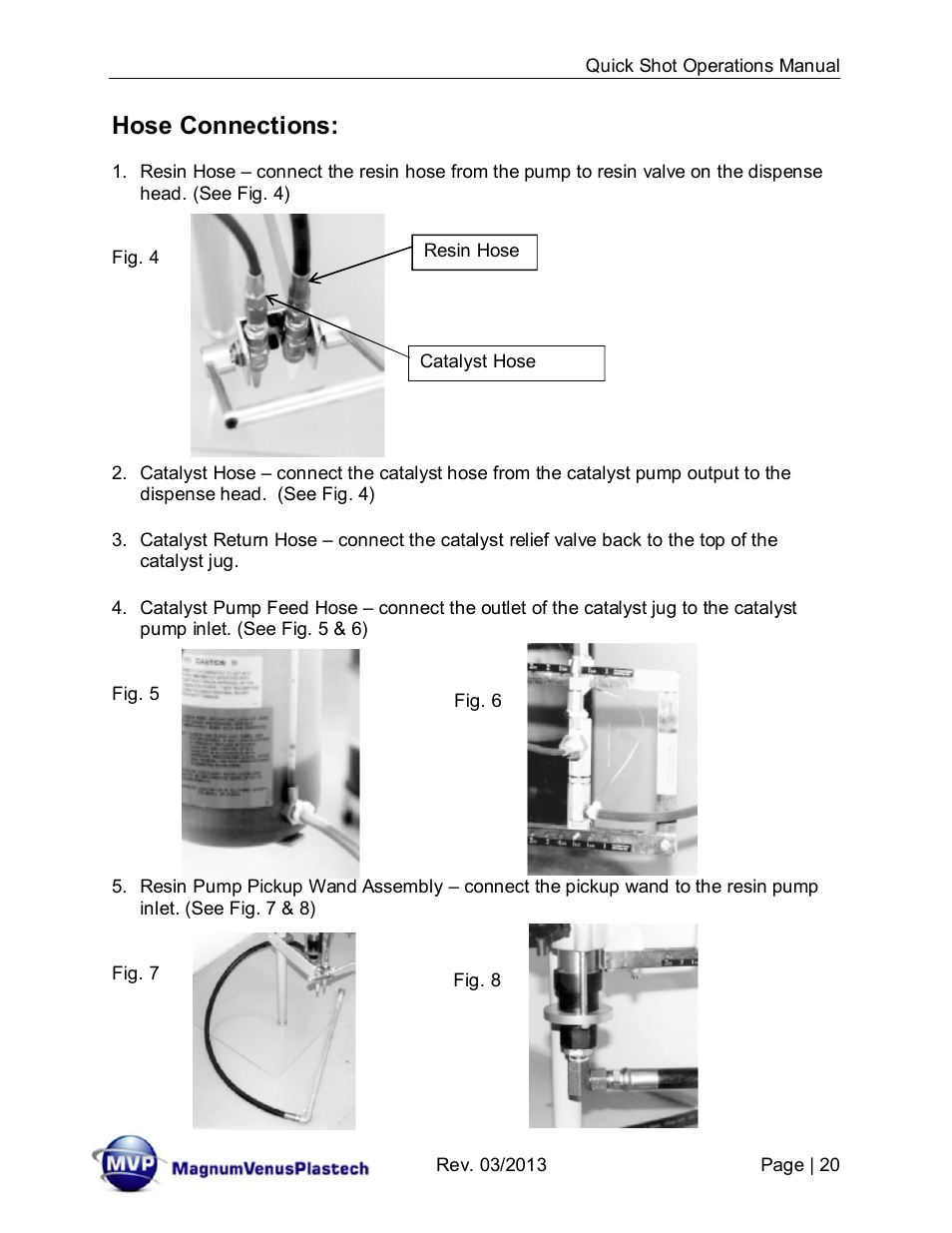 Hose connections | Magnum Venus Plastech Quick Shot User Manual | Page 20 / 42