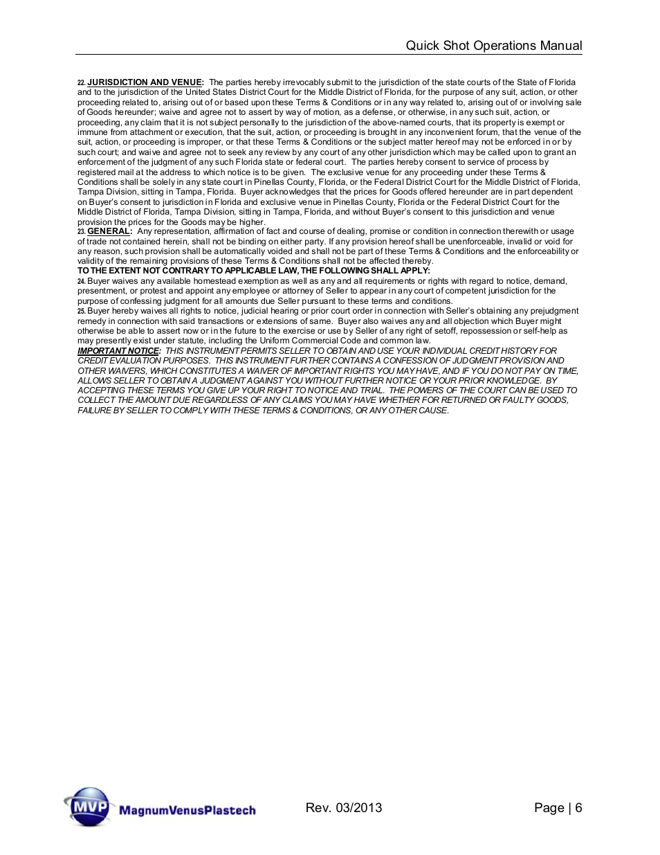 Magnum Venus Plastech Quick Shot User Manual | Page 6 / 42