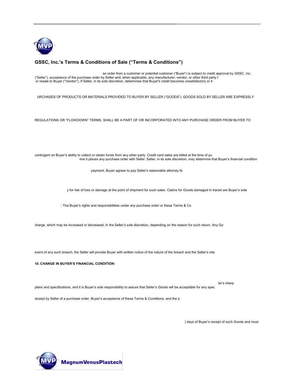 Terms & conditions of sale | Magnum Venus Plastech CHOP CHECK FLUID CCPLS-1000 User Manual | Page 4 / 49