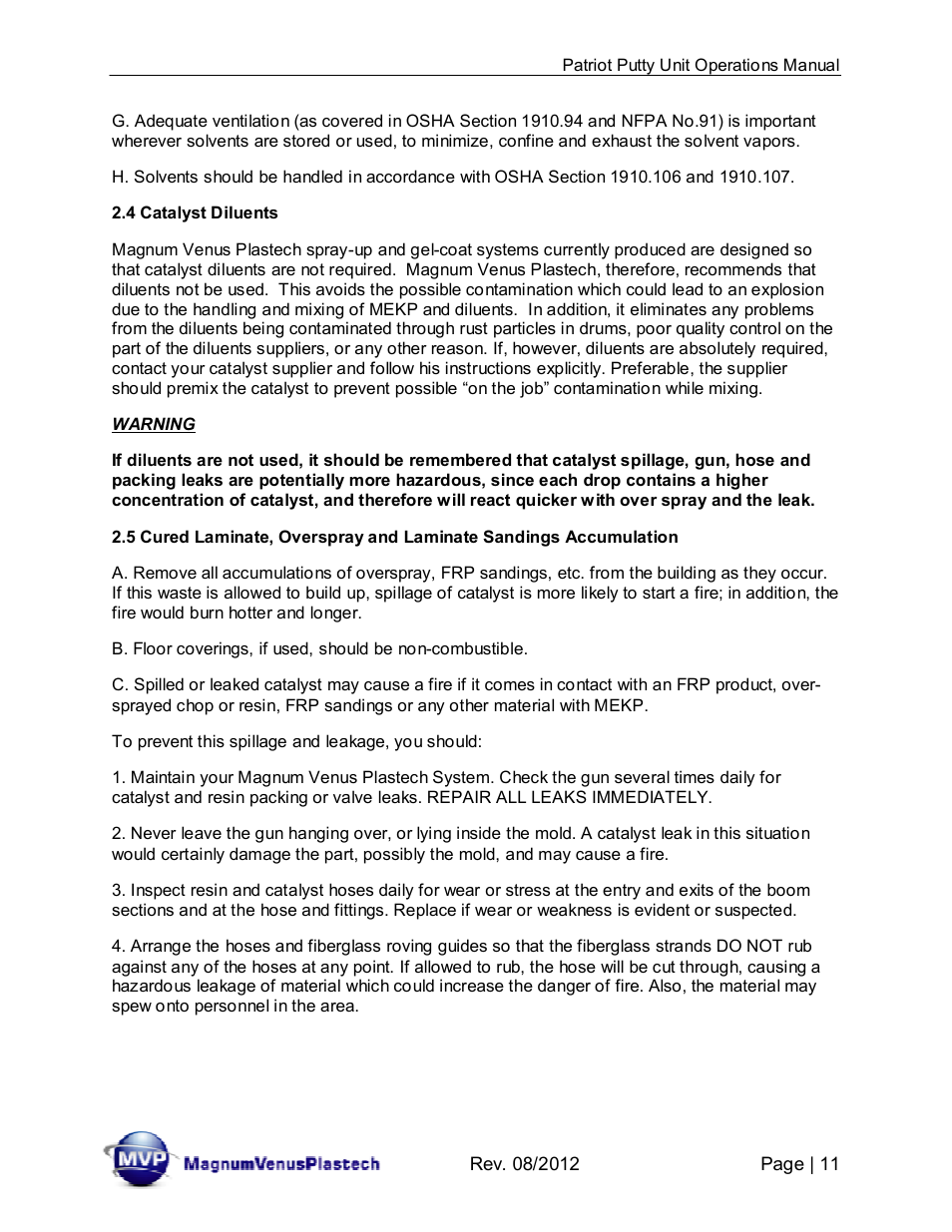 Magnum Venus Plastech PATRIOT CHOP CHECK IMP-PAT-CCP-MP-5 User Manual | Page 11 / 57