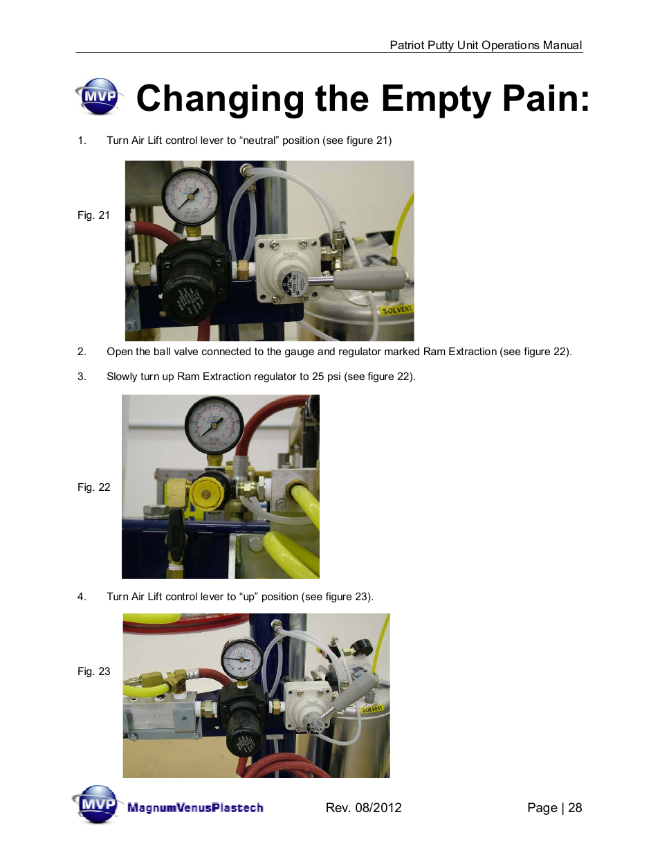 Changing the empty pain | Magnum Venus Plastech PATRIOT CHOP CHECK IMP-PAT-CCP-MP-5 User Manual | Page 28 / 57