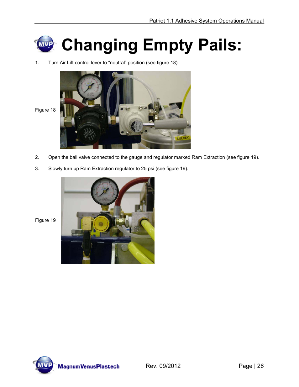 Changing empty pails | Magnum Venus Plastech PATRIOT 1:1 ADHESIVE SYSTEM User Manual | Page 26 / 51