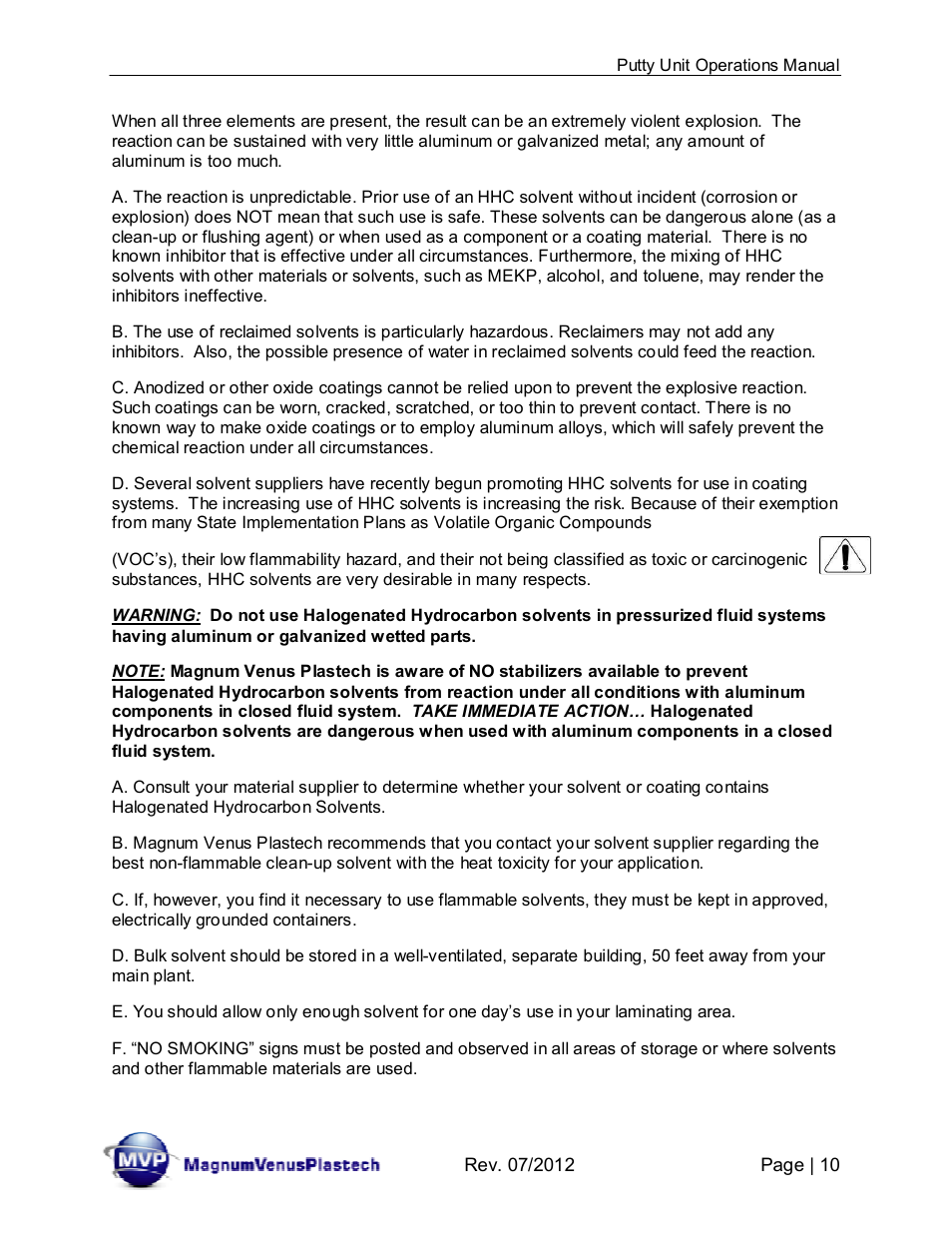 Magnum Venus Plastech PUTTY UNIT User Manual | Page 10 / 48