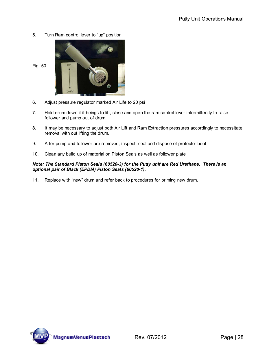 Magnum Venus Plastech PUTTY UNIT User Manual | Page 28 / 48