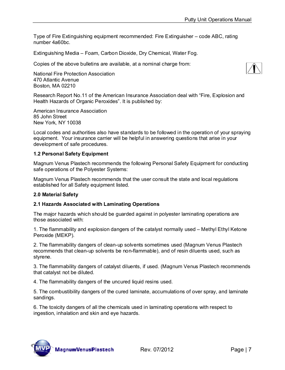 Magnum Venus Plastech PUTTY UNIT User Manual | Page 7 / 48