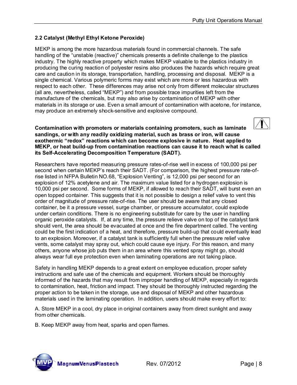 Magnum Venus Plastech PUTTY UNIT User Manual | Page 8 / 48