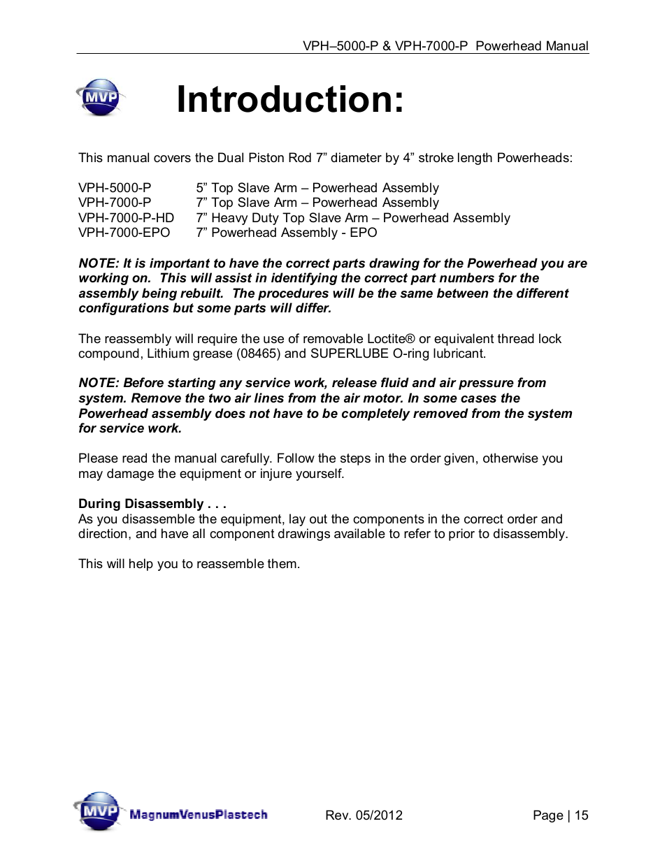 Introduction | Magnum Venus Plastech Powerhead VPH-7000-P User Manual | Page 15 / 41