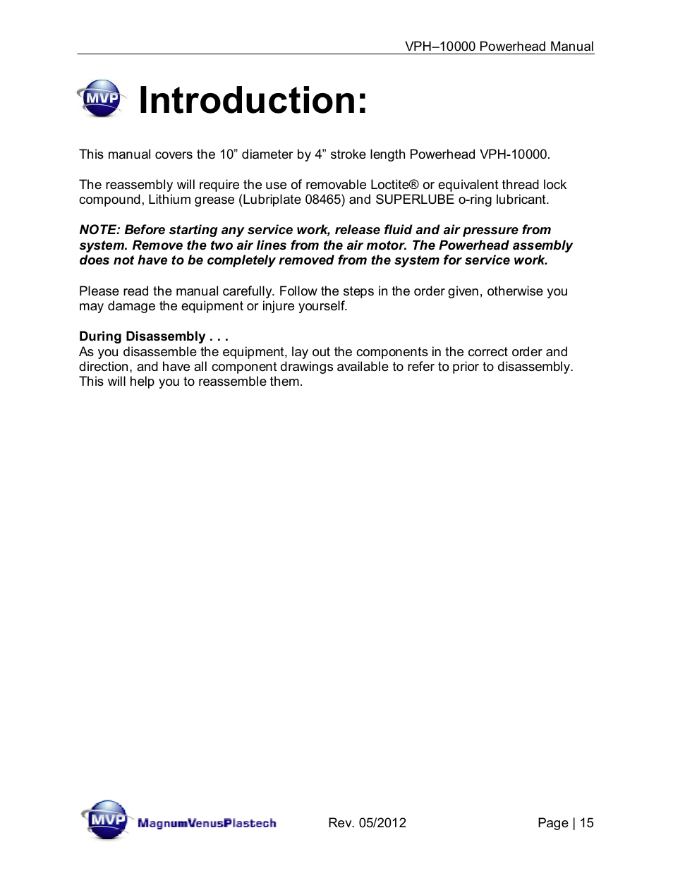Introduction | Magnum Venus Plastech Powerhead VPH-10000 User Manual | Page 15 / 26