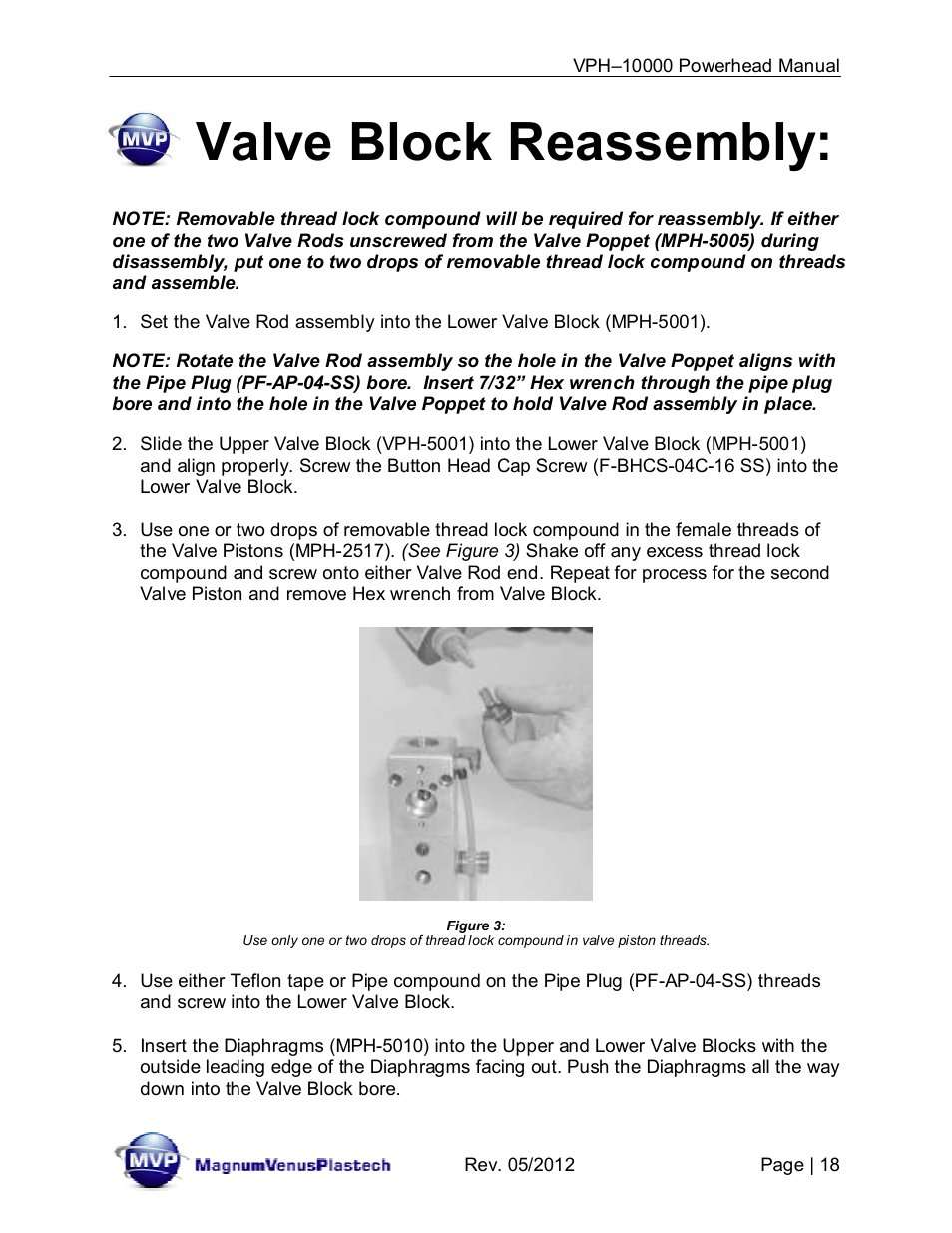 Valve block reassembly | Magnum Venus Plastech Powerhead VPH-10000 User Manual | Page 18 / 26