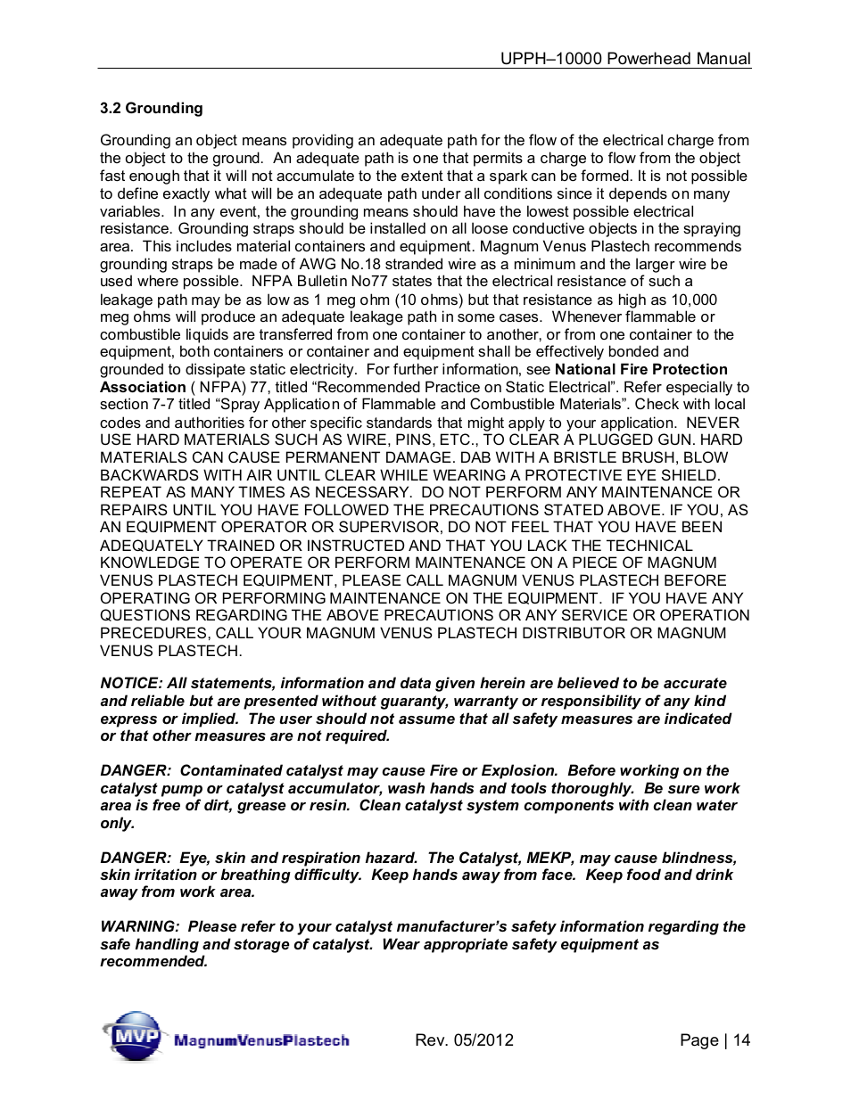 Magnum Venus Plastech Powerhead UPPH-10000 User Manual | Page 14 / 33
