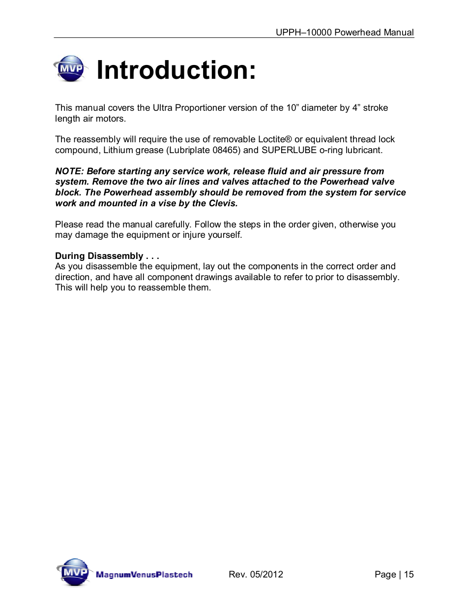 Introduction | Magnum Venus Plastech Powerhead UPPH-10000 User Manual | Page 15 / 33
