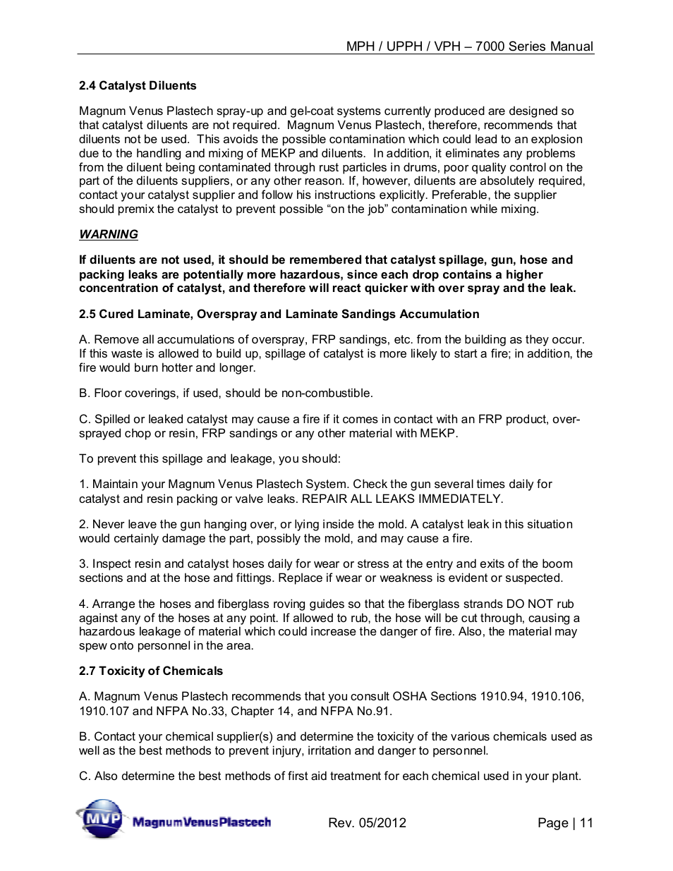 Magnum Venus Plastech Powerhead MPH_UPPH_VPH–7000 Series User Manual | Page 11 / 49