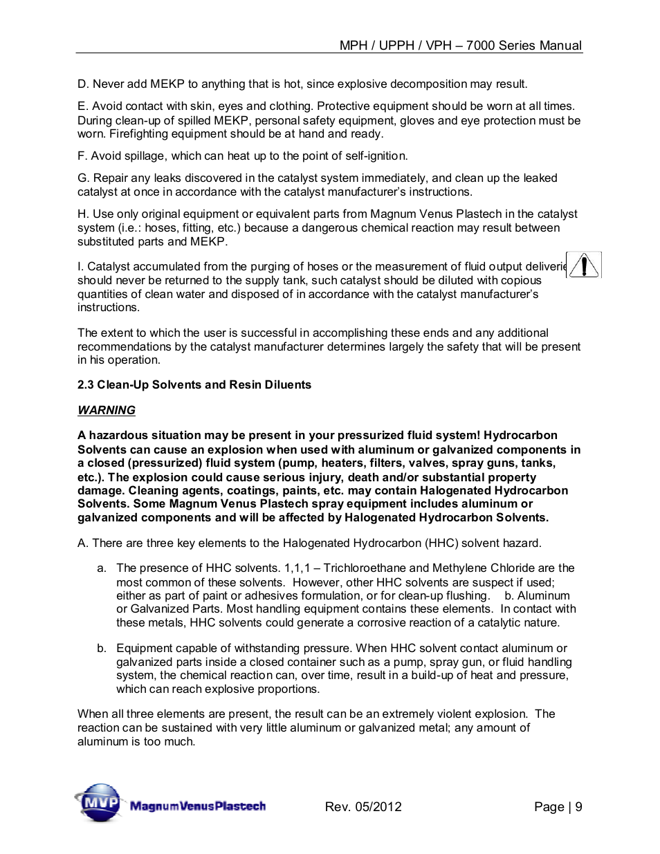 Magnum Venus Plastech Powerhead MPH_UPPH_VPH–7000 Series User Manual | Page 9 / 49