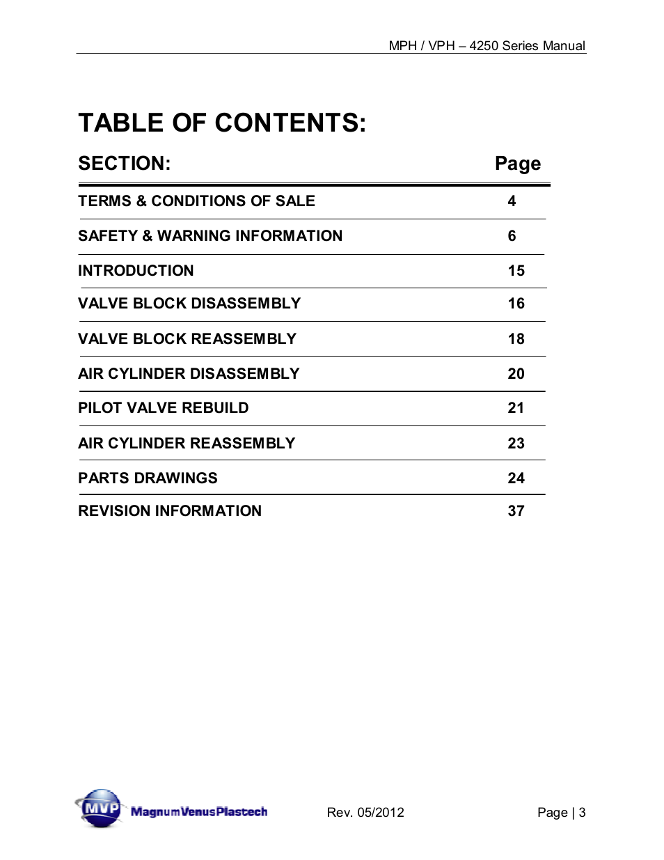 Magnum Venus Plastech Powerhead MPH_VPH–4250 Series User Manual | Page 3 / 38