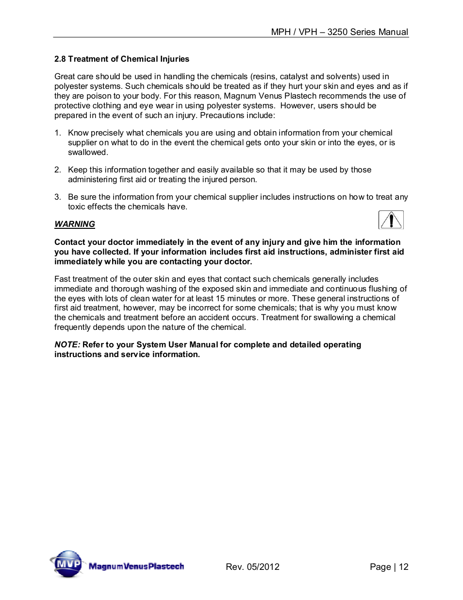 Magnum Venus Plastech Powerhead MPH_VPH–3250 Series User Manual | Page 12 / 36