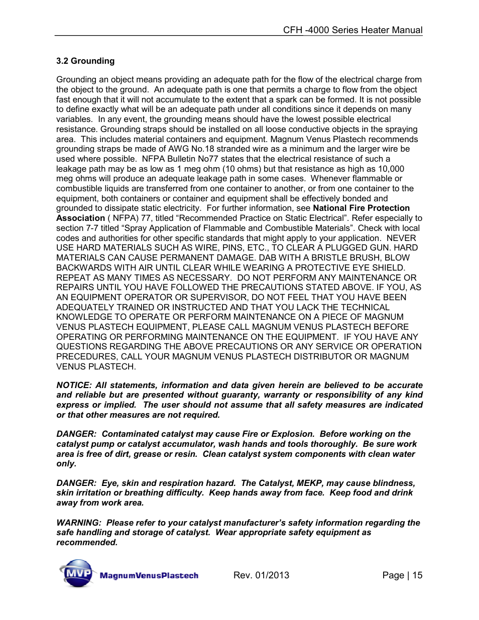 Magnum Venus Plastech CFH-4000 User Manual | Page 15 / 45