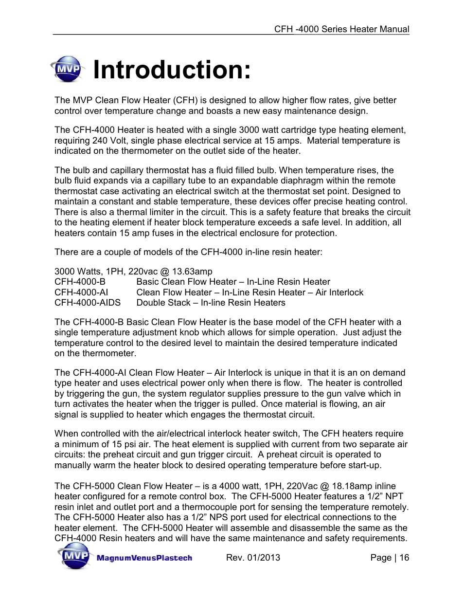 Introduction | Magnum Venus Plastech CFH-4000 User Manual | Page 16 / 45