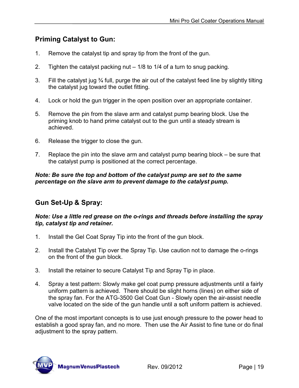Magnum Venus Plastech Pro Series Mini Pro Gel Coater User Manual | Page 19 / 42