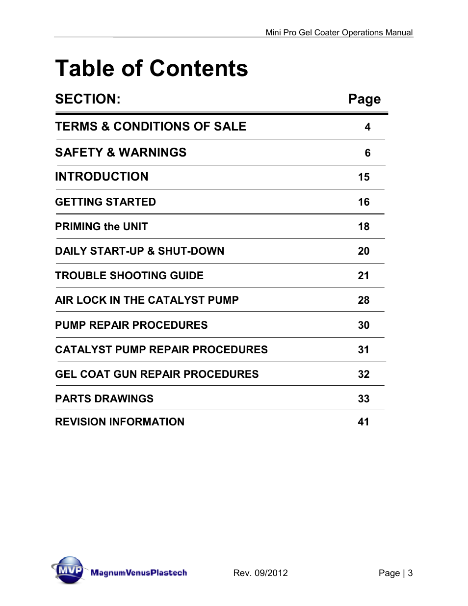 Magnum Venus Plastech Pro Series Mini Pro Gel Coater User Manual | Page 3 / 42