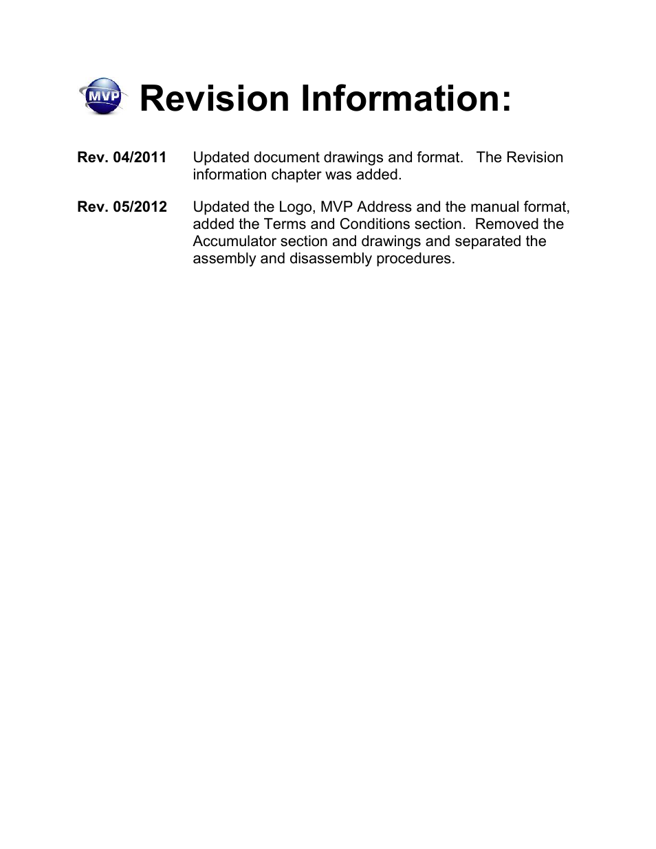 Revision information | Magnum Venus Plastech Pro Series PCP-1000 User Manual | Page 35 / 36