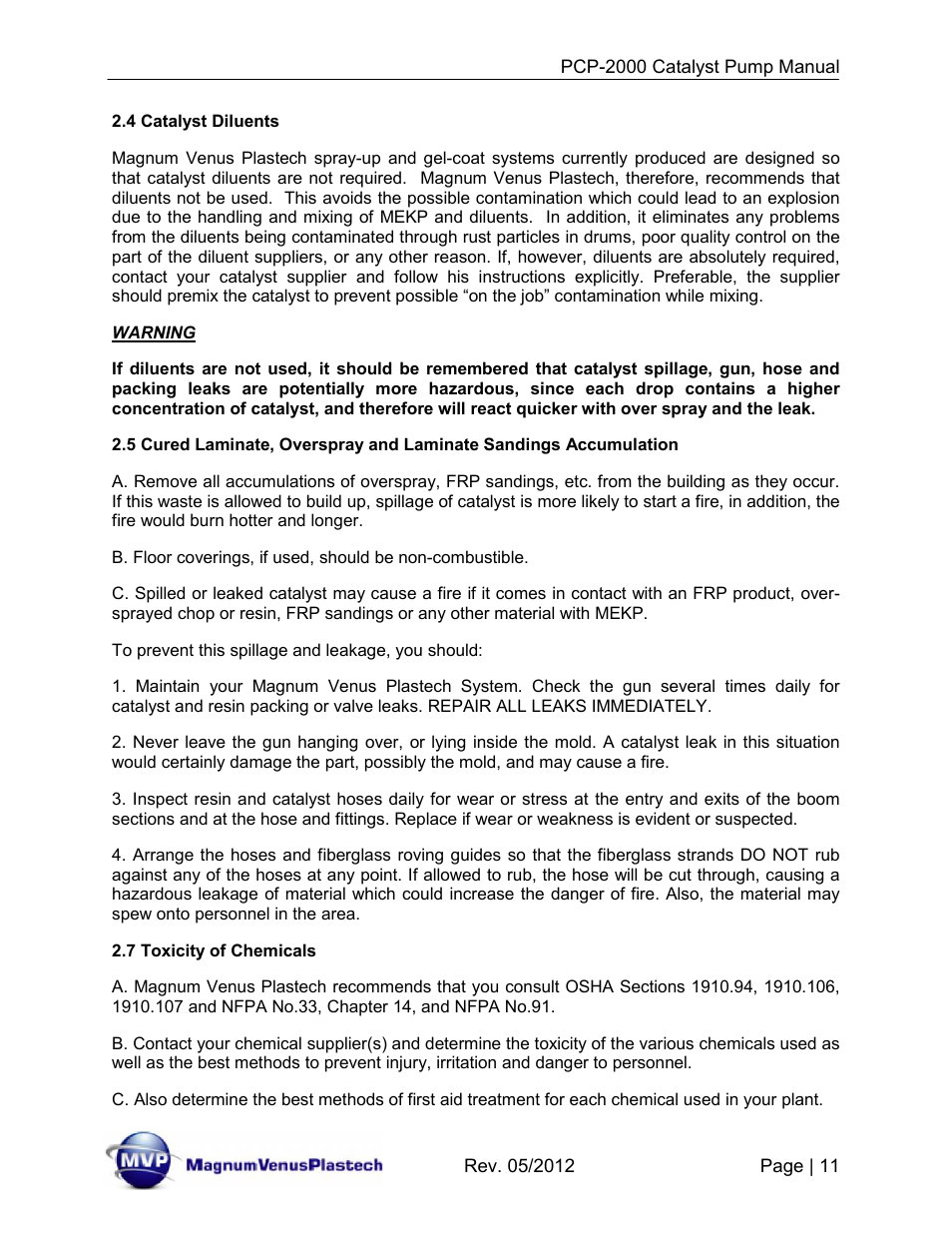 Magnum Venus Plastech Pro Series PCP-2000 User Manual | Page 11 / 34